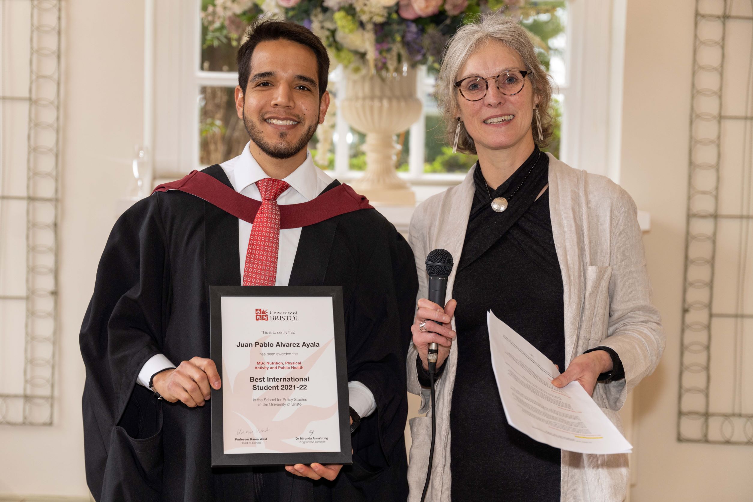 Award recipient at graduation event